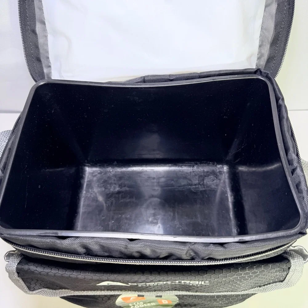 Ozark Trail 6-Can Cooler Bag Black Gray Hard Liner Insulated Lunch Box OT-6C-B